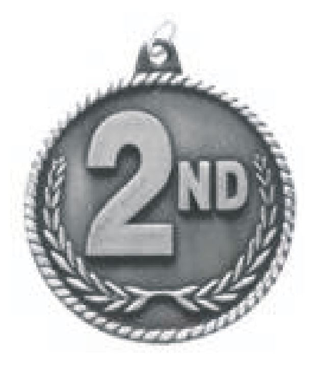 2nd Place Second Place Medal Award Trophy With Free Lanyard HR802 - Winter Park Products
