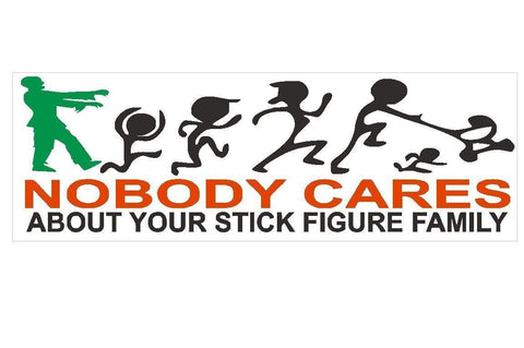 Zombie Funny Stick Figure Family Bumper Sticker or Helmet Sticker USA D114 - Winter Park Products