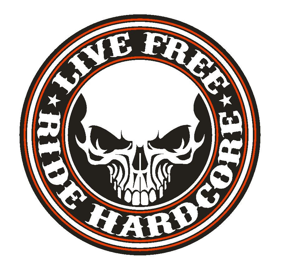 Live Free Ride Hardcore Motorcycle Vinyl Sticker R61 - Winter Park Products