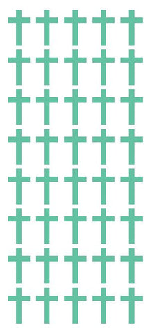 1" Mint Green Cross Stickers Envelope Seals Religious Church School arts Crafts - Winter Park Products
