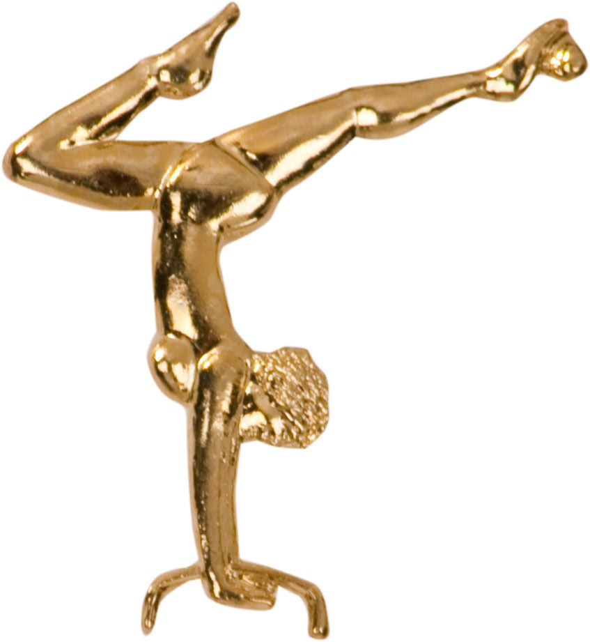Gold Finish Metal Female Gymnast Pin TIE TACK School Varsity Insignia Chenille - Winter Park Products