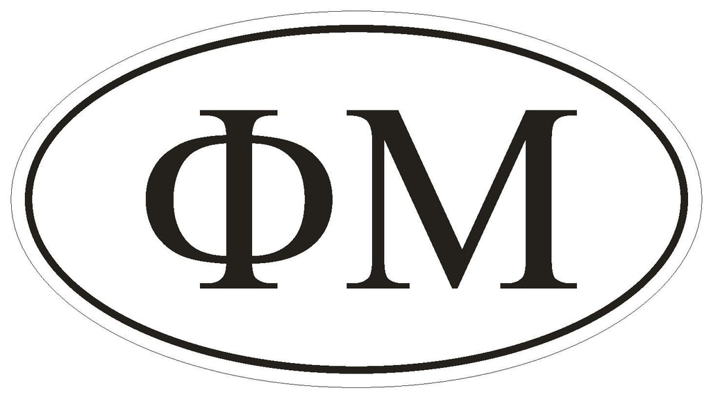 Phi Mu Sorority EURO OVAL Bumper Sticker or Helmet Sticker D574 - Winter Park Products