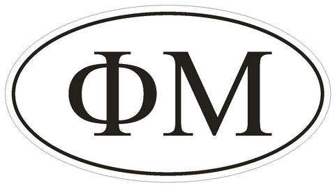 Phi Mu Sorority EURO OVAL Bumper Sticker or Helmet Sticker D574 - Winter Park Products