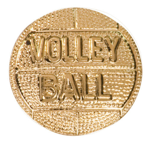 Gold Finish Metal Volleyball Pin TIE TACK Sport School Varsity Chenille Insignia - Winter Park Products