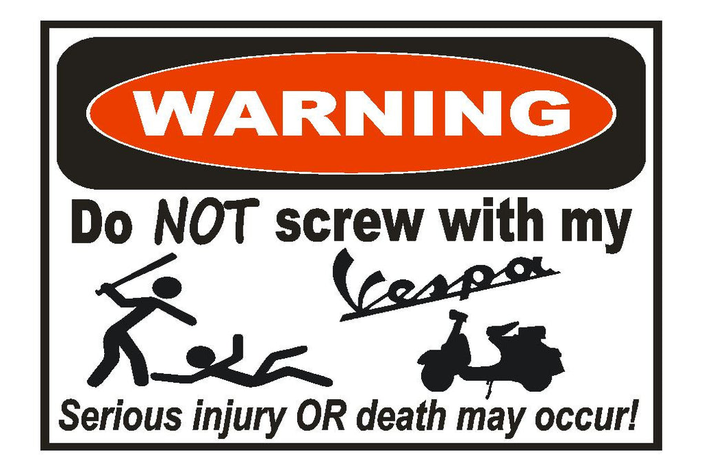 Vespa Moped Scooter Funny Warning Sticker Go Bike Toy Sign Decal Label D733 - Winter Park Products