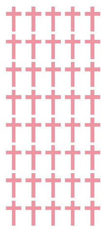 1" Pink Cross Stickers Envelope Seals Religious Church School arts Crafts - Winter Park Products