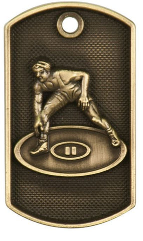 Wrestling Dog Tag Award Trophy  W/Free Bead Chain FREE SHIPPING DT214 - Winter Park Products