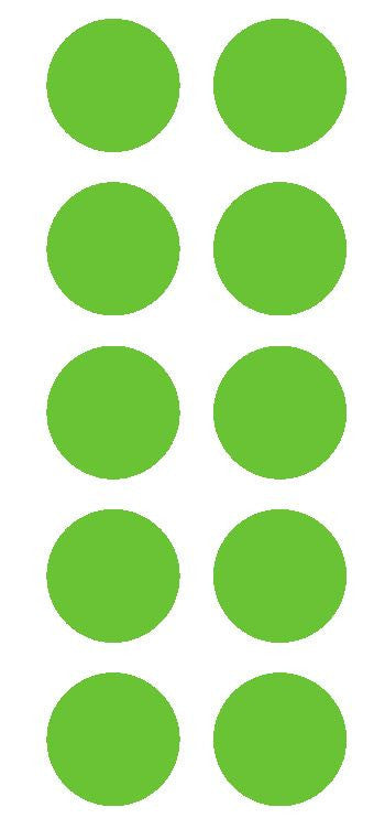 2" Lime Green Round Color Coded Inventory Label Dots Stickers - Winter Park Products