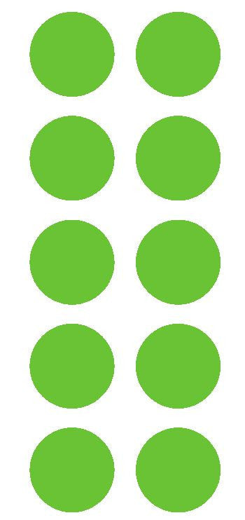 2" Lime Green Round Color Coded Inventory Label Dots Stickers - Winter Park Products