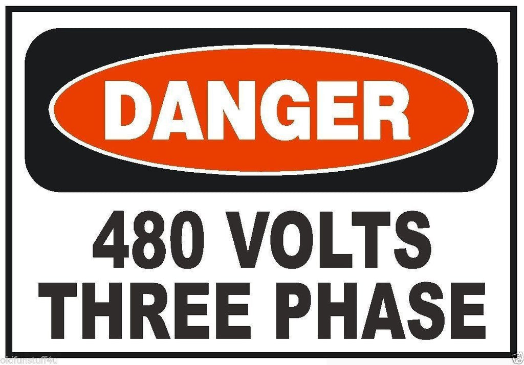 Danger 480 Volts Three Phase Electrical Electrician Sticker Safety Decal D230 - Winter Park Products