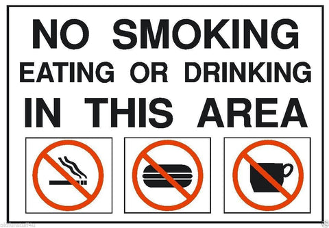 No Smoking Eating or Drinking OSHA Safety Sign Sticker Label D200 - Winter Park Products