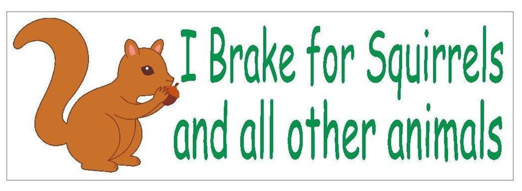 I Brake for Squirrels Bumper Sticker or Helmet Sticker D410 Animal Rights - Winter Park Products