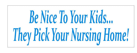 Be Nice To Your Kids Bumper Sticker or Helmet Sticker D760 Nursing Home Funny - Winter Park Products