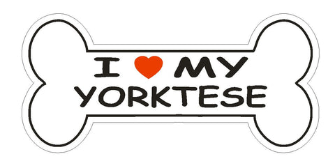 Love My Yorktese Bumper Sticker or Helmet Sticker D2408 Dog Bone - Winter Park Products
