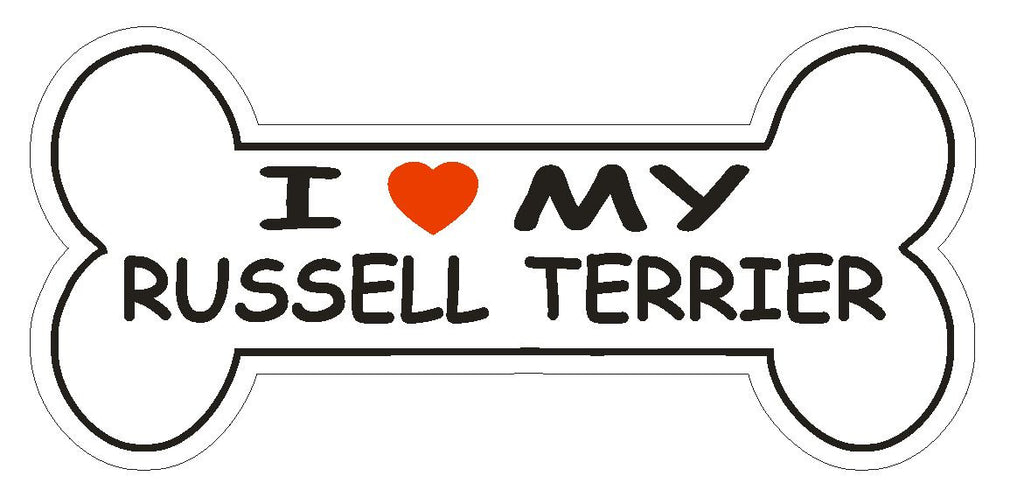 Love My Russell Terrier Bumper Sticker or Helmet Sticker D2527 Dog Bone Decal - Winter Park Products