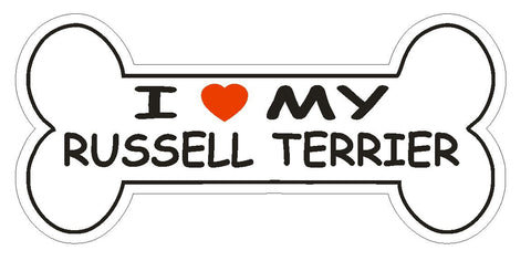 Love My Russell Terrier Bumper Sticker or Helmet Sticker D2527 Dog Bone Decal - Winter Park Products