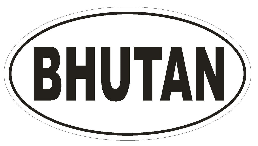 Bhutan Oval Bumper Sticker or Helmet Sticker D2251 Euro Oval Country Code - Winter Park Products
