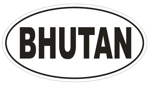 Bhutan Oval Bumper Sticker or Helmet Sticker D2251 Euro Oval Country Code - Winter Park Products