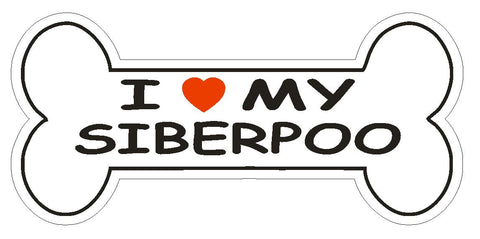 Love My Siberpoo Bumper Sticker or Helmet Sticker D2547 Dog Bone Decal - Winter Park Products