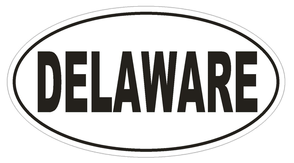Delaware Oval Bumper Sticker or Helmet Sticker D2324 State Euro Oval - Winter Park Products