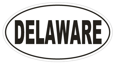 Delaware Oval Bumper Sticker or Helmet Sticker D2324 State Euro Oval - Winter Park Products