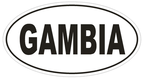 Gambia Oval Bumper Sticker or Helmet Sticker D2293 Euro Oval Country Code - Winter Park Products