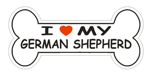 Love My German Shepherd Bumper Sticker or Helmet Sticker D2373 Dog Bone - Winter Park Products