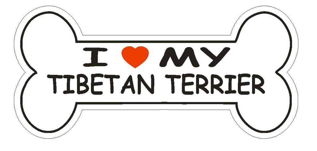 Love My Tibetan Terrier Bumper Sticker or Helmet Sticker D2550 Dog Bone Decal - Winter Park Products