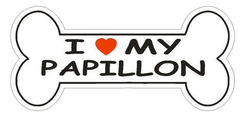 Love My Papillon Terrier Bumper Sticker or Helmet Sticker D2498 Dog Bone Decal - Winter Park Products
