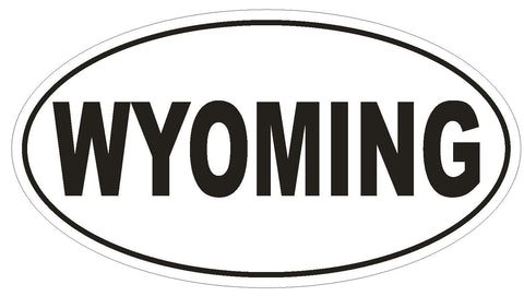 Wyoming Oval Bumper Sticker or Helmet Sticker D2345 State Euro Oval - Winter Park Products
