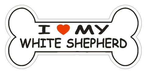 Love My White Shepherd Bumper Sticker or Helmet Sticker D2418 Dog Bone Pet Lover - Winter Park Products