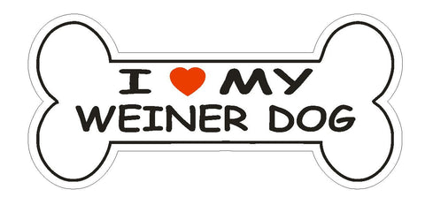 Love My Weiner Dog Bumper Sticker or Helmet Sticker D2416 Dog Bone Pet Lover - Winter Park Products