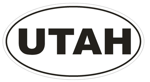 Utah Oval Bumper Sticker or Helmet Sticker D2348 State Euro Oval - Winter Park Products