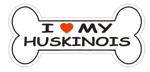 Love My Huskinois Bumper Sticker or Helmet Sticker D2458 Dog Bone Decal - Winter Park Products