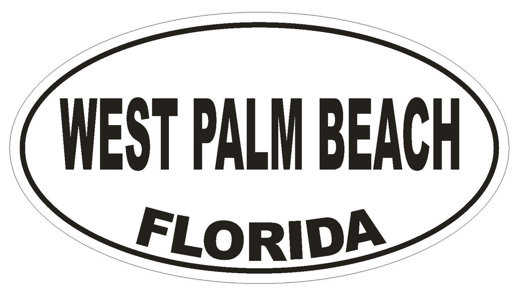 West Palm Beach Florida Oval Bumper Sticker or Helmet Sticker D2666 Euro Decal - Winter Park Products
