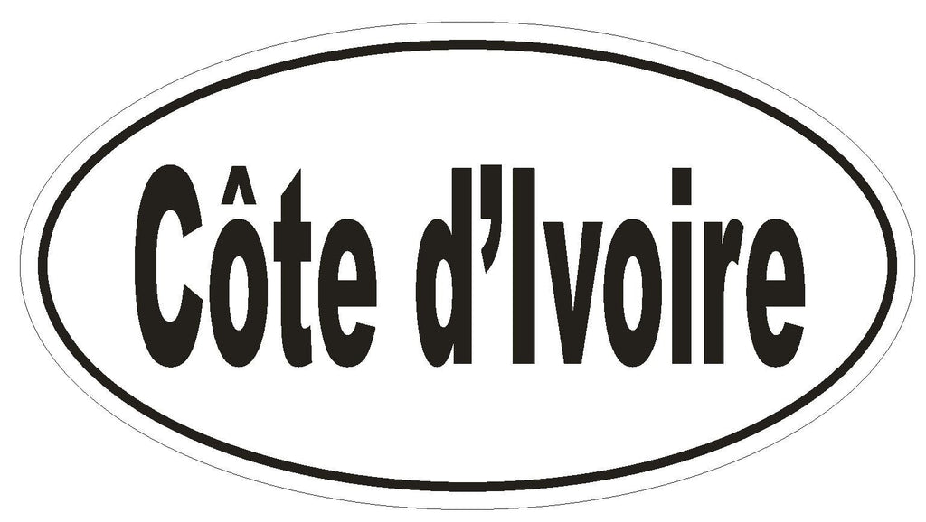 Cote d’Ivoire Oval Bumper Sticker or Helmet Sticker D2281 Euro Oval Country Code - Winter Park Products
