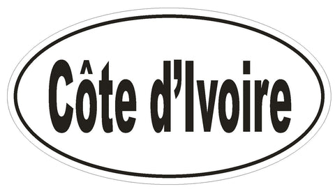 Cote d’Ivoire Oval Bumper Sticker or Helmet Sticker D2281 Euro Oval Country Code - Winter Park Products