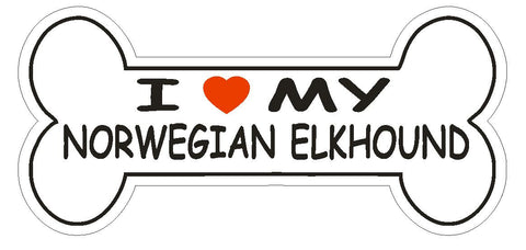 Love My Norwegian Elkhound Bumper Sticker or Helmet Sticker D2493 Dog Bone Decal - Winter Park Products
