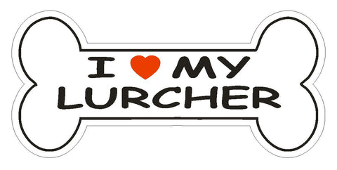 Love My Lurcher Bumper Sticker or Helmet Sticker D2477 Dog Bone Decal - Winter Park Products