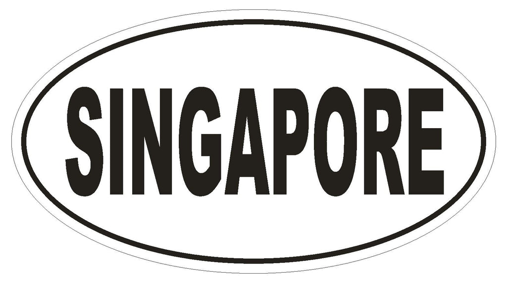 Singapore Oval Bumper Sticker or Helmet Sticker D2316 Euro Oval Country Code - Winter Park Products