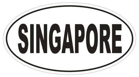 Singapore Oval Bumper Sticker or Helmet Sticker D2316 Euro Oval Country Code - Winter Park Products