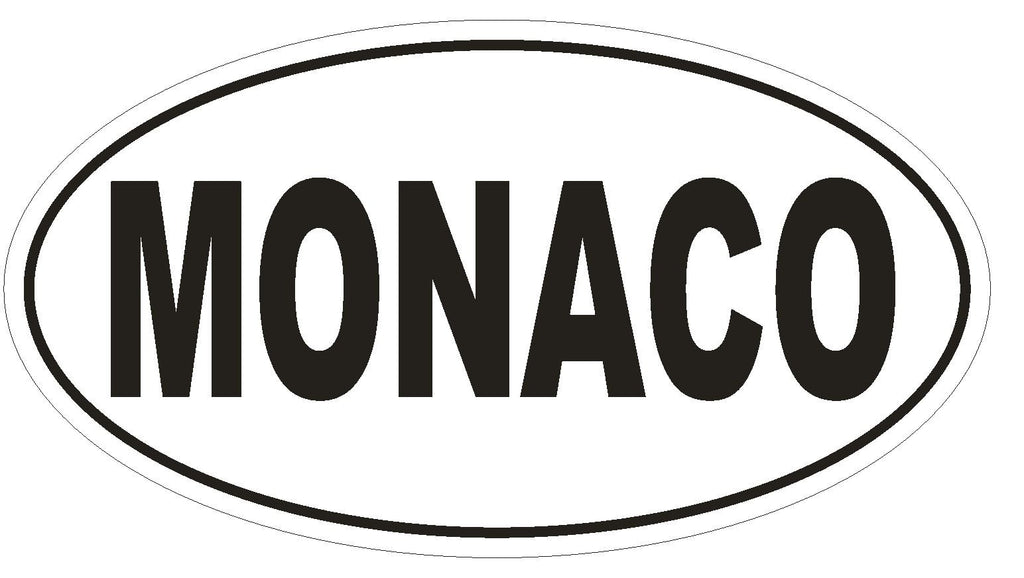 Monaco Oval Bumper Sticker or Helmet Sticker D2201 Euro Oval Country Code - Winter Park Products