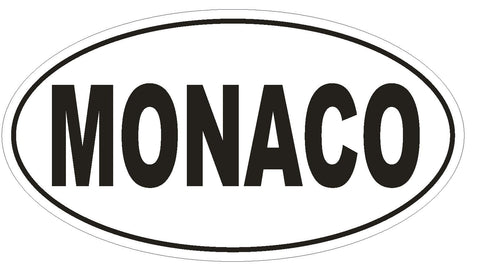 Monaco Oval Bumper Sticker or Helmet Sticker D2201 Euro Oval Country Code - Winter Park Products