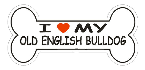 Love My Old English Bulldog Bumper Sticker or Helmet Sticker D2495 Dog Decal - Winter Park Products