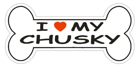 Love My Chusky Bumper Sticker or Helmet Sticker D2445 Dog Bone Pet Lover - Winter Park Products