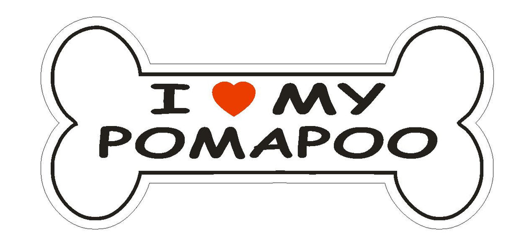 Love My Pomapoo Bumper Sticker or Helmet Sticker D2508 Dog Bone Decal - Winter Park Products