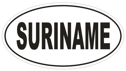 Suriname Oval Bumper Sticker or Helmet Sticker D2265 Euro Oval Country Code - Winter Park Products