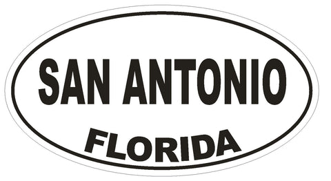 San Antonio Florida Oval Bumper Sticker or Helmet Sticker D2735 Euro Decal - Winter Park Products