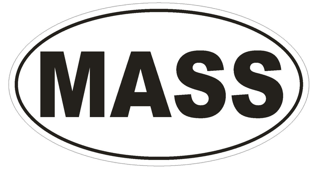 Mass Oval Bumper Sticker or Helmet Sticker D2337 State Euro Oval Massachusetts - Winter Park Products