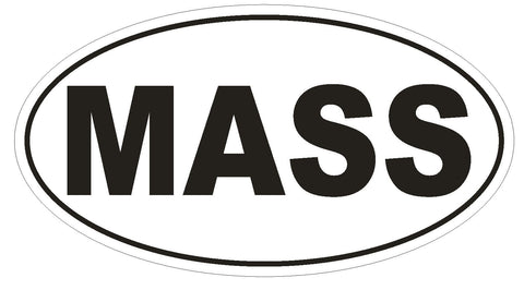 Mass Oval Bumper Sticker or Helmet Sticker D2337 State Euro Oval Massachusetts - Winter Park Products